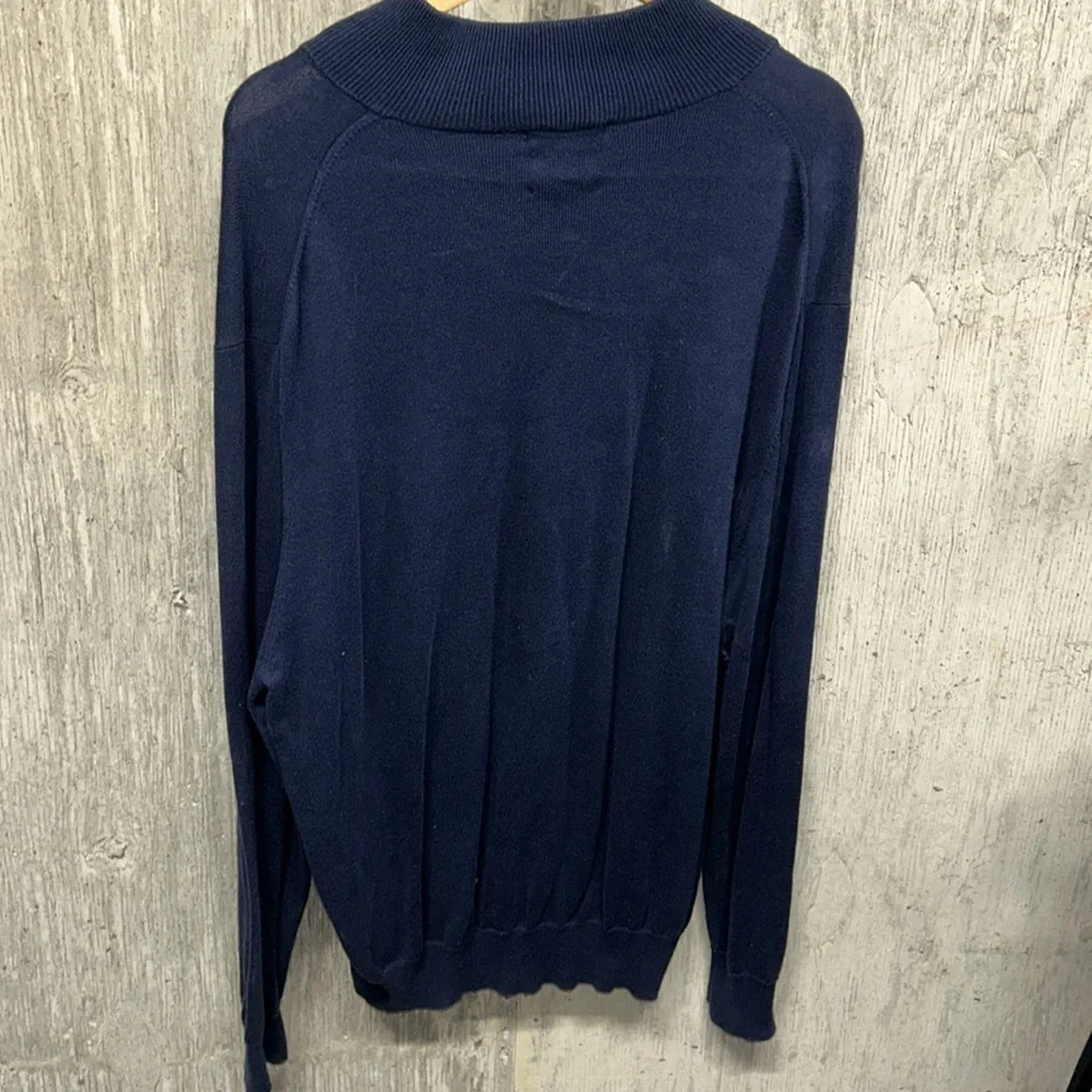 Jos.‎ A. Bank 100% Pima Cotton Long Sleeve Blue 1/4 Zip Sweater- Large
